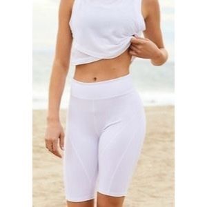 Free People White Bike Shorts